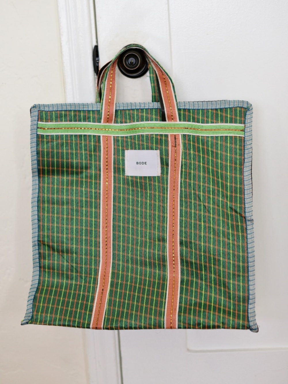 Bode Market Tote Bag - Green Nylon Weave